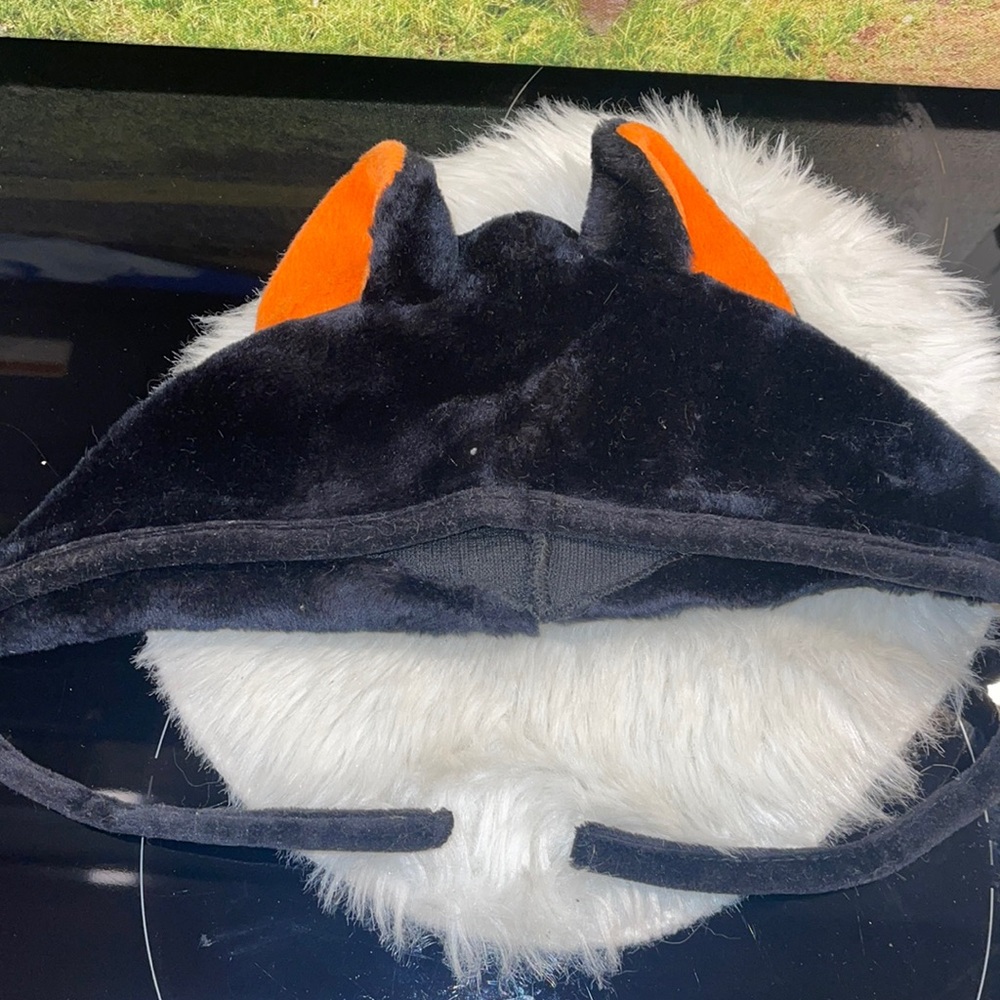 Black Fuzzy baby cat hat with ears